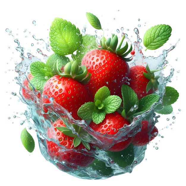 Strawberry Mint Splash Healthy Diet Concept