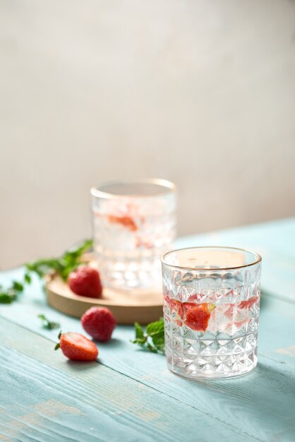 Strawberry mojito cocktail isolated on white