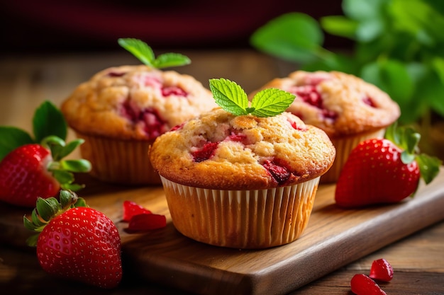 Strawberry Muffins Healthy Snacks Food