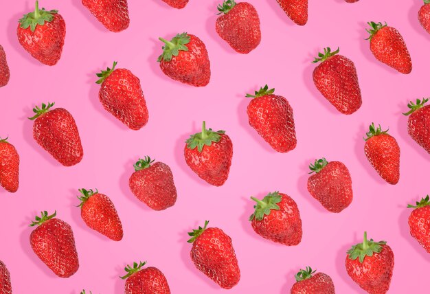 strawberry pattern on pink background