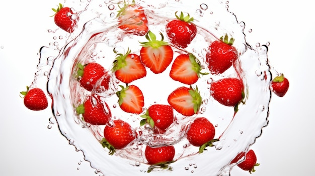 Strawberry pictures in style of kaleidoscope art on white background Elegant art of Strawberry