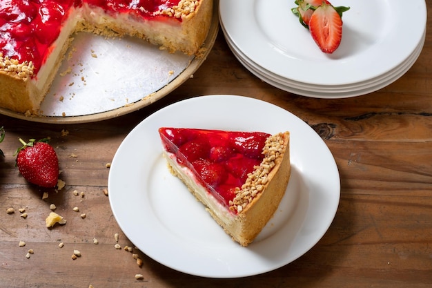 Strawberry Pie, a slice of pie on a white plate