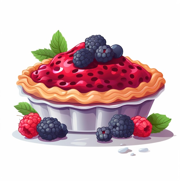 a strawberry pie with raspberries on it