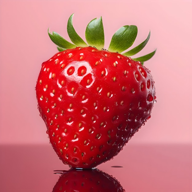 Strawberry on a pink background High resolution