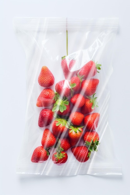 Strawberry in Plastic Bag Ai generative