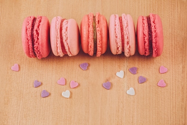 Strawberry, raspberry and rhubarb macaroons