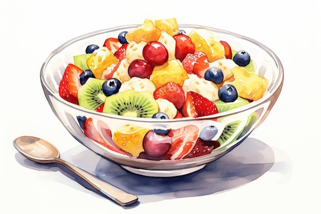 Photo strawberry salad fruit kiwi food diet blueberry berry background orange fresh breakfast dessert healthy