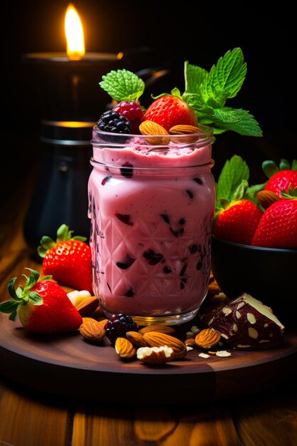 Strawberry shake and nuts