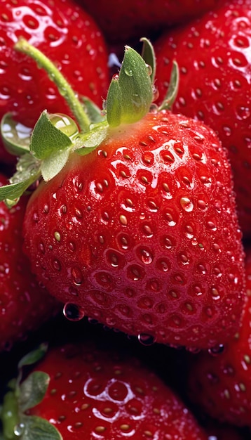 Strawberry slice texture macro photo