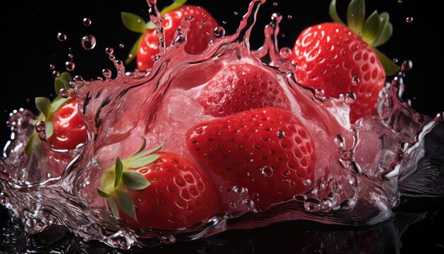 Strawberry slice in water