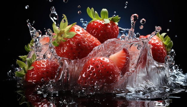 Strawberry slice in water