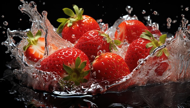 Strawberry slice in water