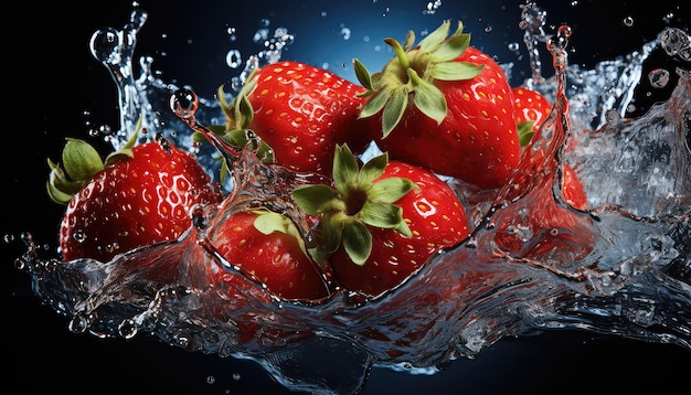 Strawberry slice in water