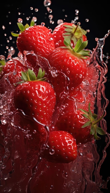 Strawberry slice in water