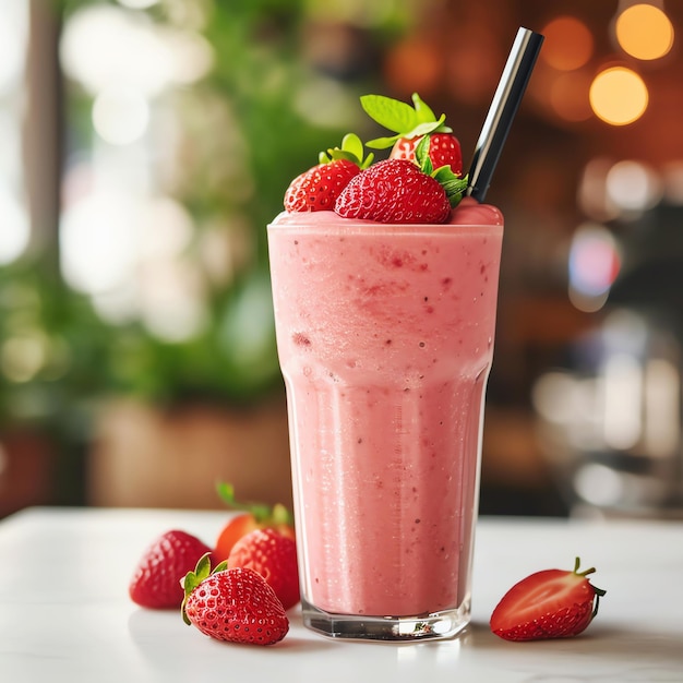 Photo strawberry smoothie ai generated