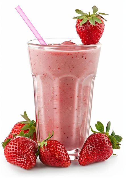 strawberry smoothie isolated on white background
