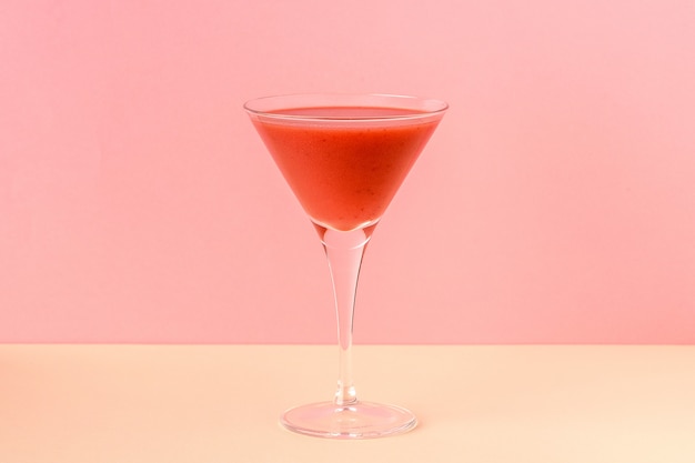 Strawberry smoothie in a martini glass