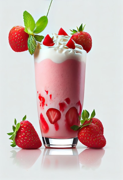 Strawberry smoothie on white background strawberry juice