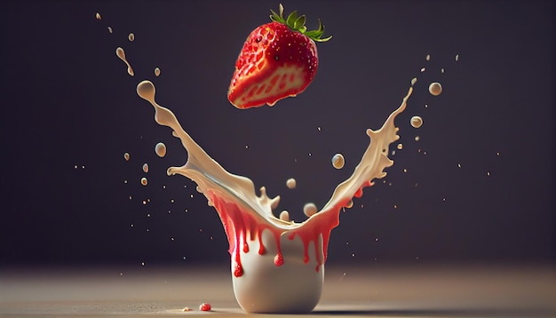 Strawberry splashing into a cupgenerative ai