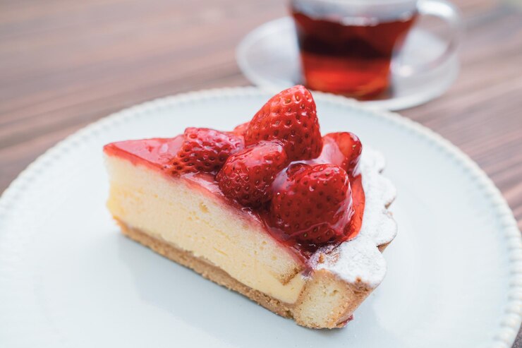 Photo 午後茶の休憩に用いられるストロベリータートケーキ