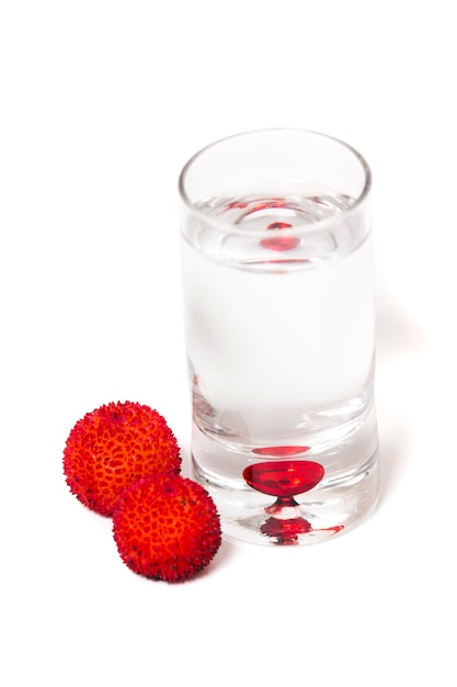 Strawberry Tree (Arbutus Unedo) fruit with aguardiente