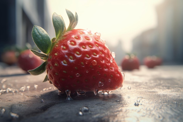 Strawberry water drops Generate Ai