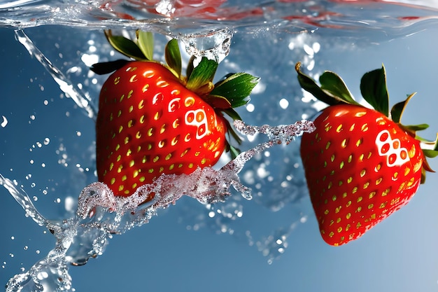 strawberry in water realistic composition