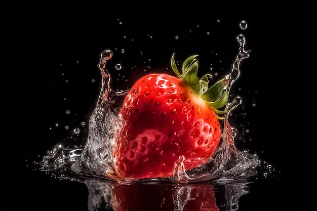 Strawberry water splash photography generative ai