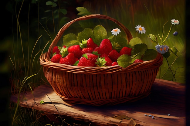 Strawberry in a wattled basket on the Wood glade