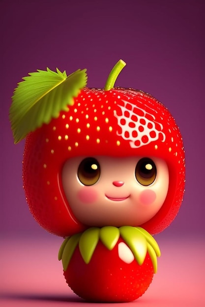 A strawberry wearing a hat with the word strawberry on it