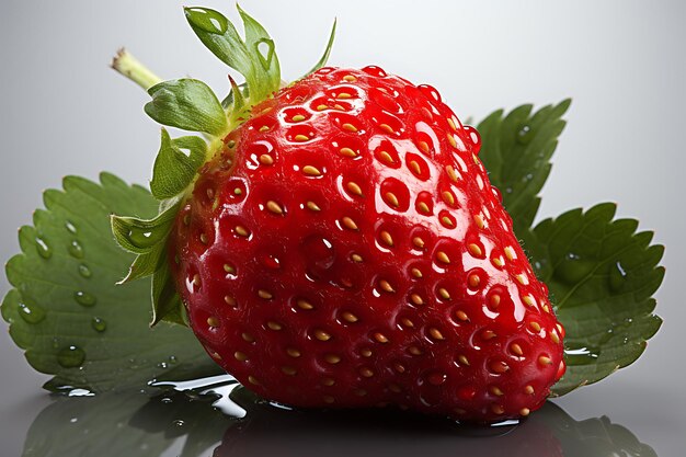 Strawberry with leaves Isolated on a white background