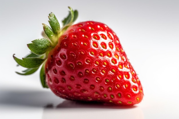 Strawberry with leaves on a white background 3d illustration
