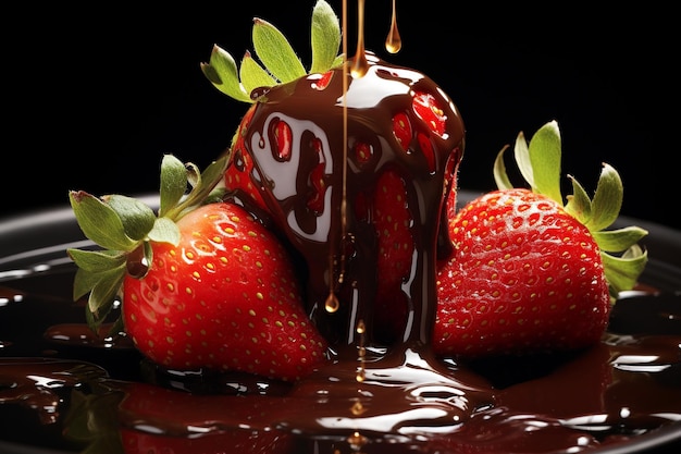 Strawberry with melted chocolate