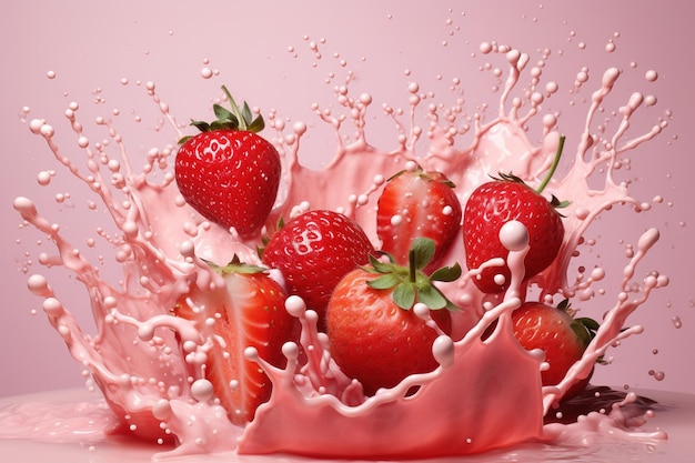 strawberry with milk splash