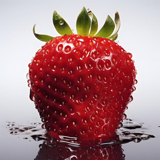 a strawberry with water drops on it