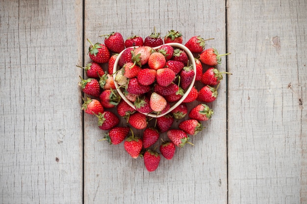 Strawberry on the wood.