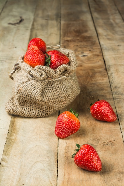 strawberry on the wood