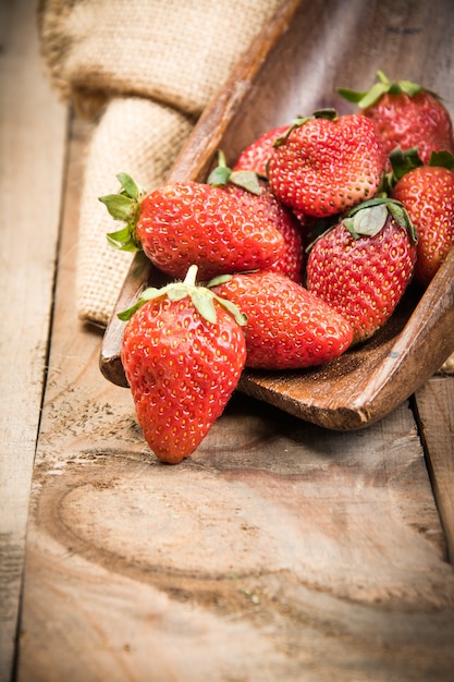 strawberry on the wood