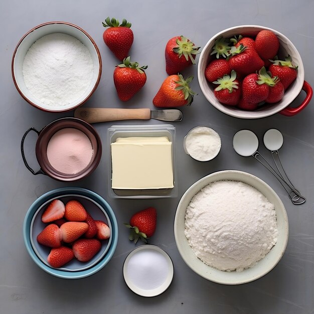 Foto torta allo yogurt alla fragola ingredienti generative ai