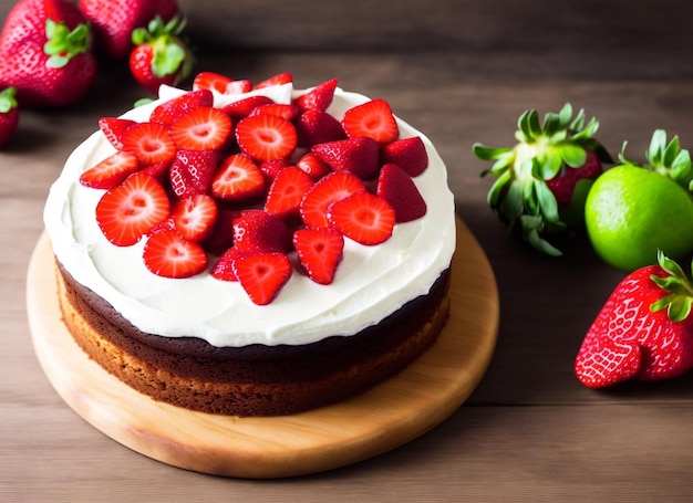 Strawberry-yogurt-cream cake