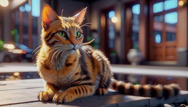 Stray cat looking for food at a food market