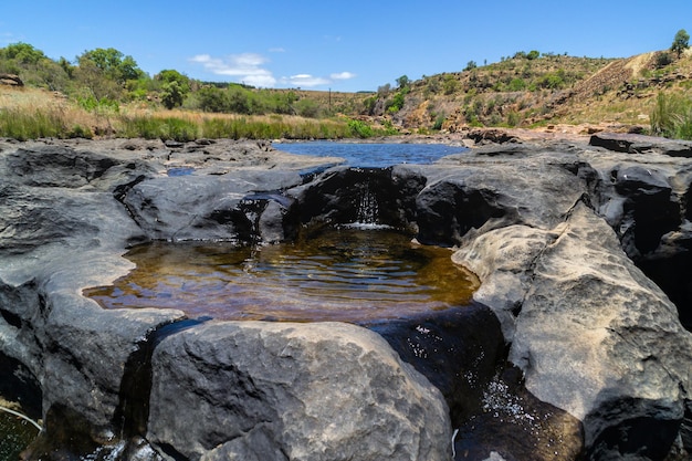 Stream flowing through rocks