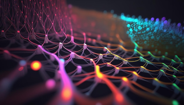 Stream of interlaced strings in a big data field A 3D representation of wavering cyberspace Generative Ai