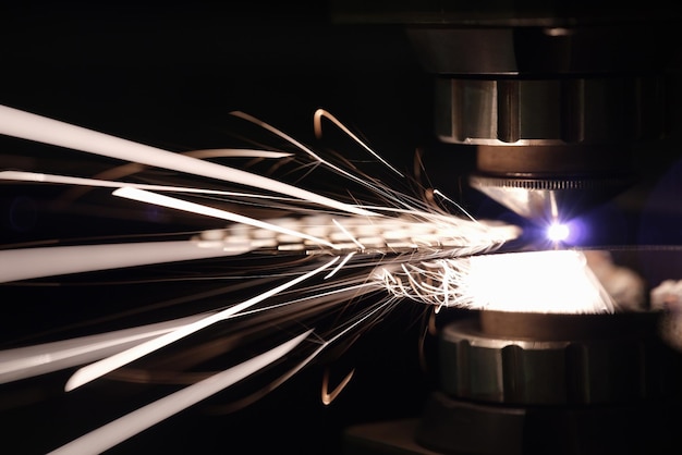 Stream of sparks from cutting metal flash
