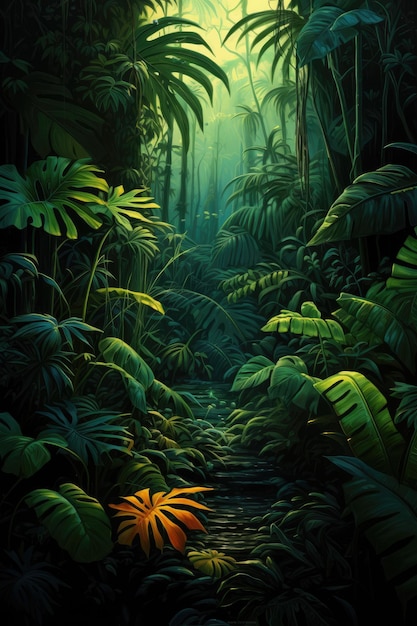 a stream through a jungle