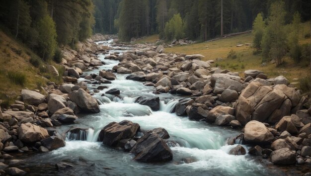 поток воды с камнями в нем