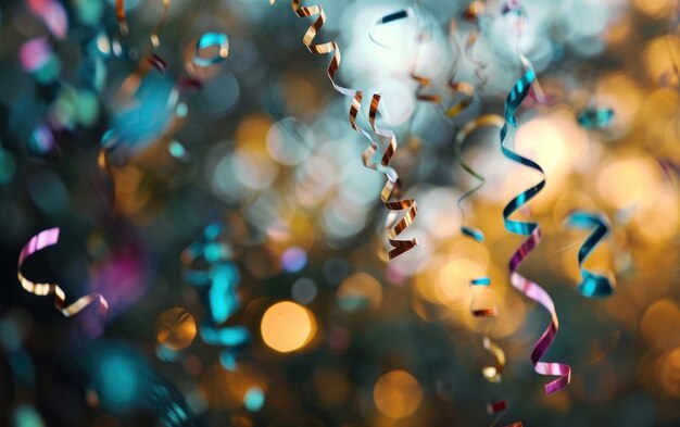 Streamers twirling in the air with a bokeh effect