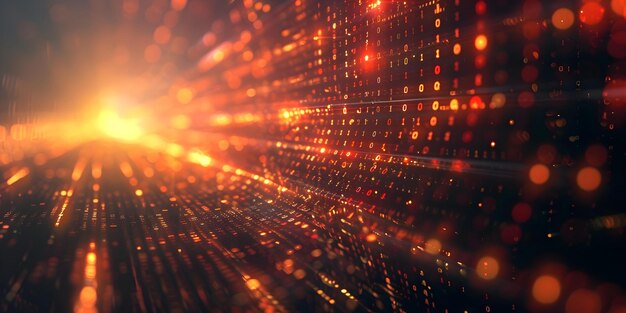 streaming binary code with depth and perspective on dark background concept binary code art data visualization dark background streaming technology perspective depth