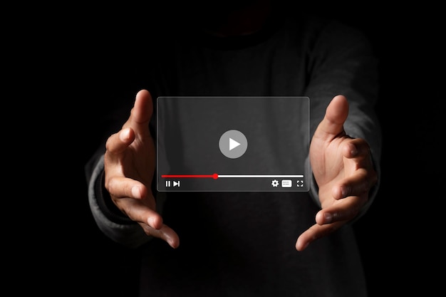 streaming online watching video on internet hologram concept