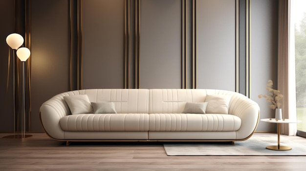 Streamline Elegance White Sofa With Soft Armrests And Modern Cream Style